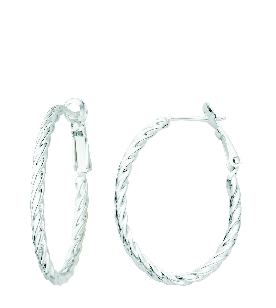 Silver Twisted Hoop Earrings