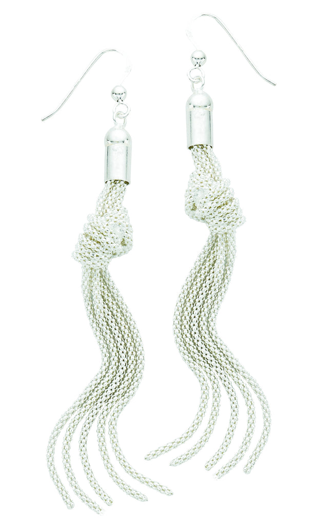 Silver Knotted Tassel Earrings
