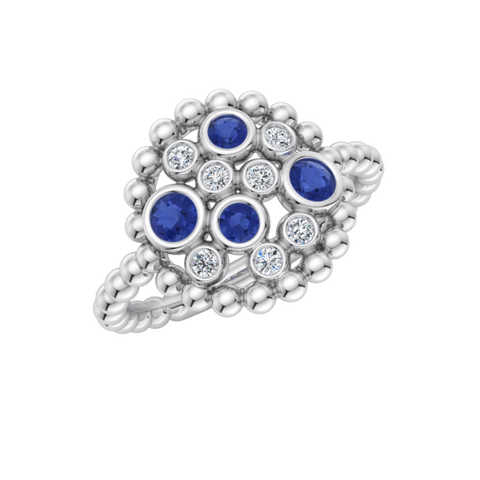 Sapphire and Diamond Bubble Ring