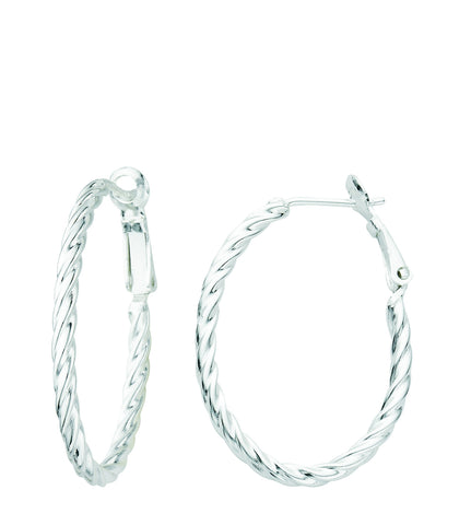 Silver Twisted Hoop Earrings