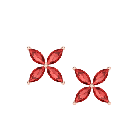 Ruby Flower Earrings