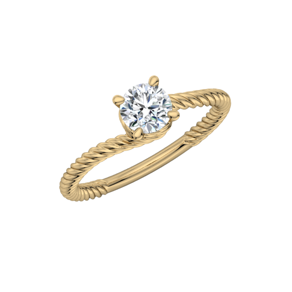 Spiraled Rope Solitaire Engagement Ring