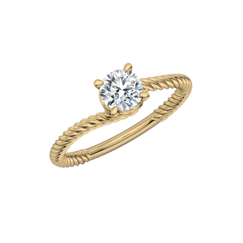 Spiraled Rope Solitaire Engagement Ring