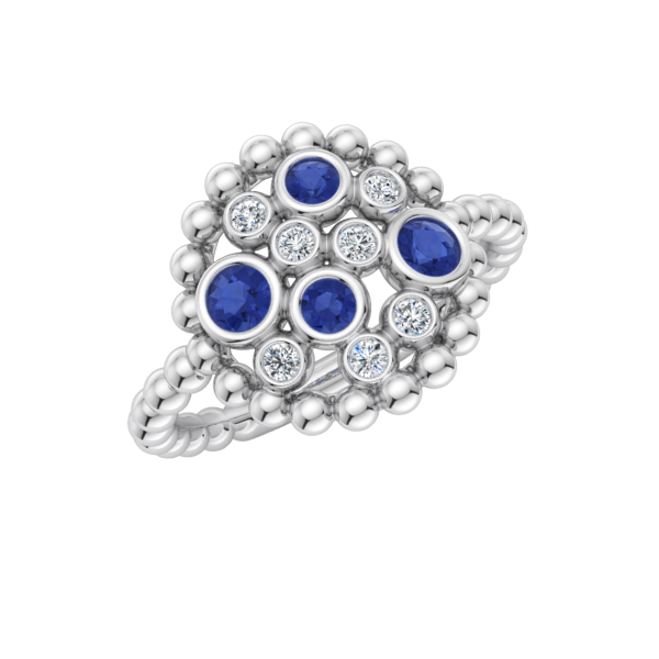 Sapphire and Diamond Bubble Ring